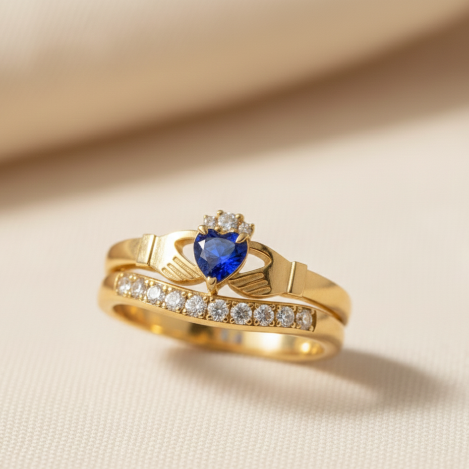 claddagh ring sapphire and diamond
