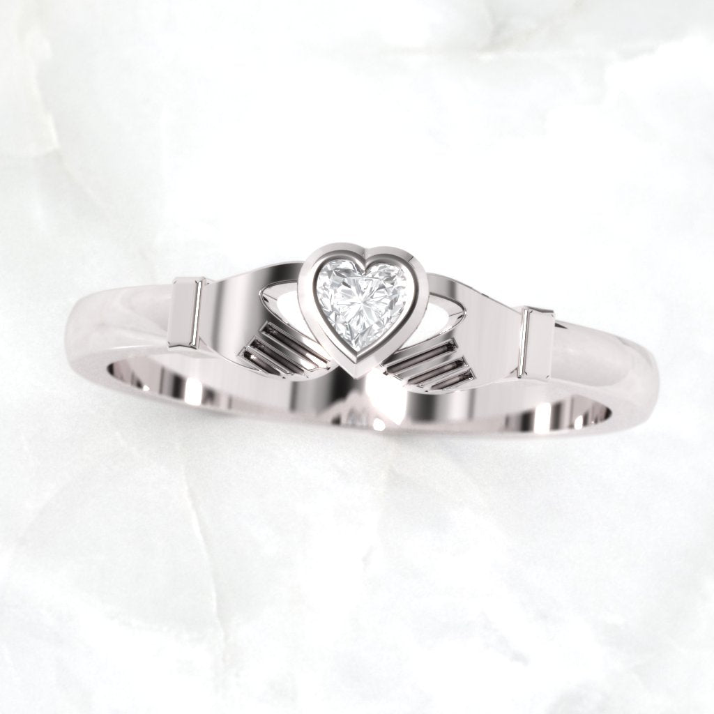 diamond claddagh ring in platinum