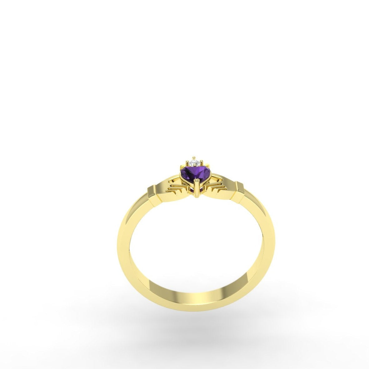 heart ring Irish jewelry claddagh ring with amethyst and diamond