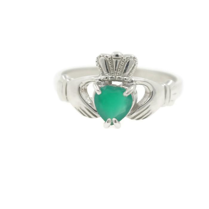 Jewelry - Agate Gemstone Claddagh Ring And Matching Stone Set Band.