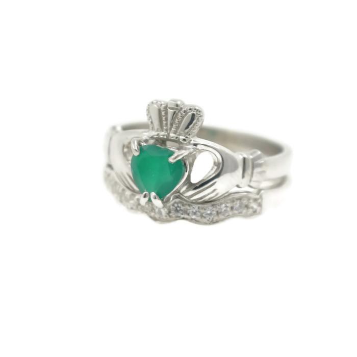 Jewelry - Agate Gemstone Claddagh Ring And Matching Stone Set Band.