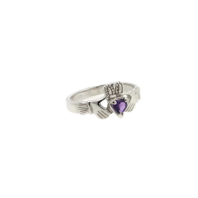 Jewelry - Claddagh Ring, Ladies Claddagh Ring, Set With Real Natural Amethyst Gemstone.