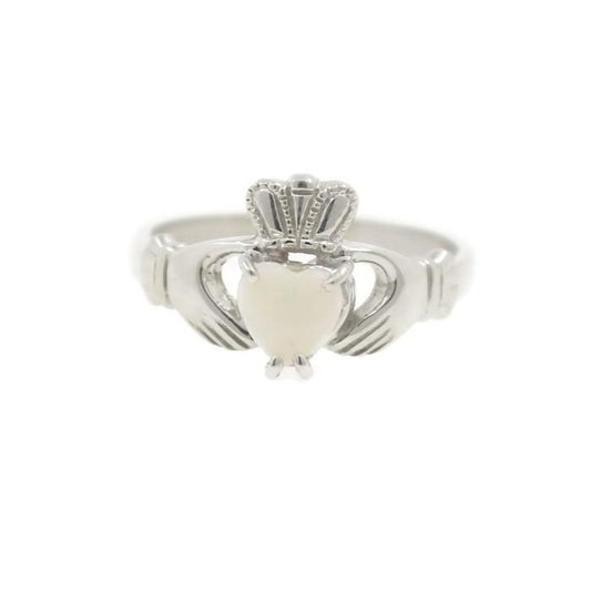Jewelry - Claddagh Ring, Ladies Silver And Real Opal Claddagh Ring