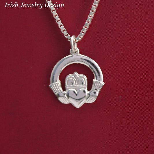 Jewelry  - Claddagh Ring Necklace, Silver Irish Celtic Necklace