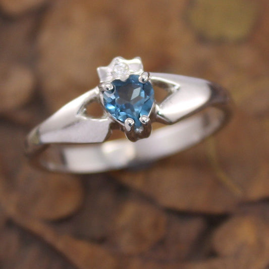 Jewelry - Claddagh Ring, Real Blue Topaz And Diamond Contemporary Claddagh Ring