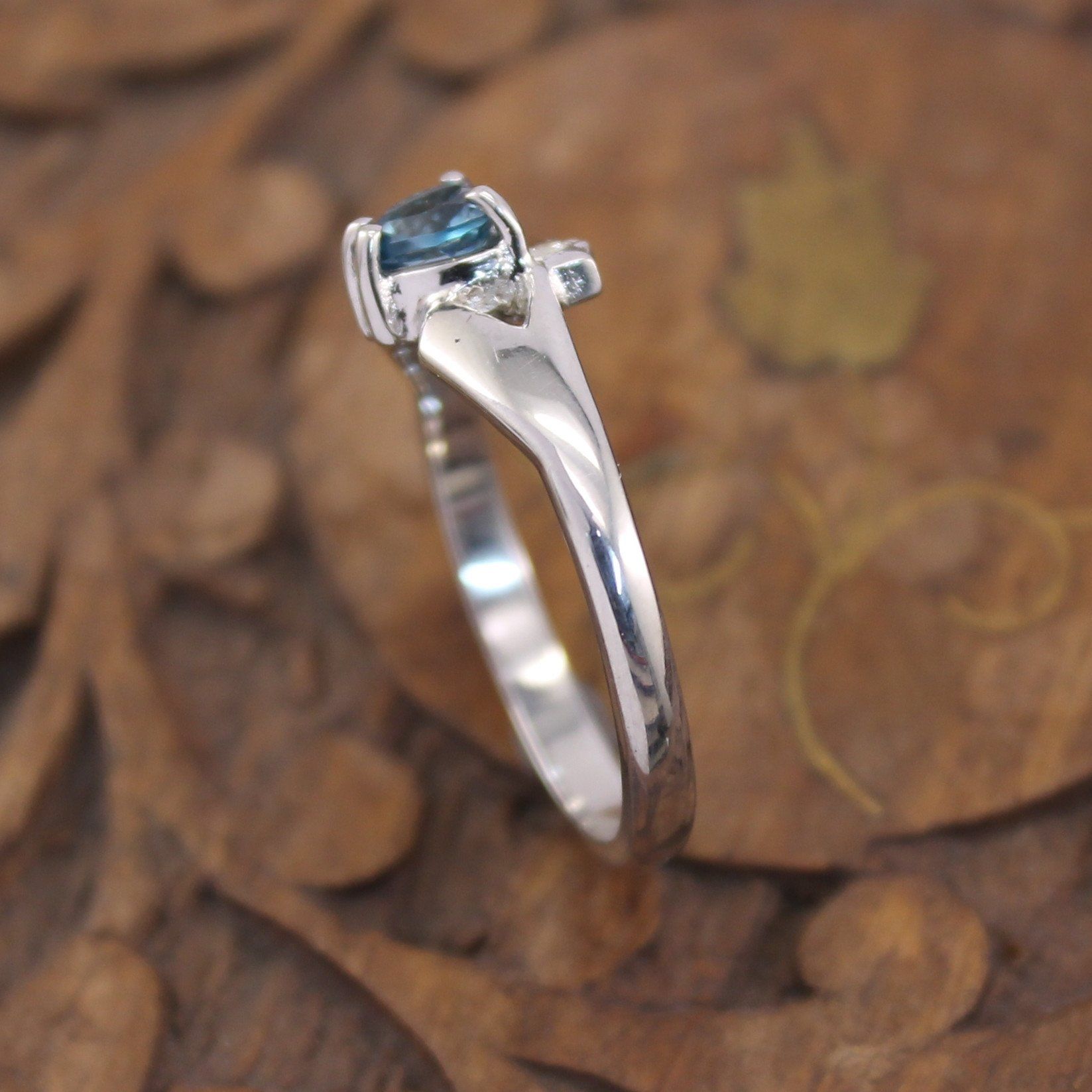 Jewelry - Claddagh Ring, Real Blue Topaz And Diamond Contemporary Claddagh Ring