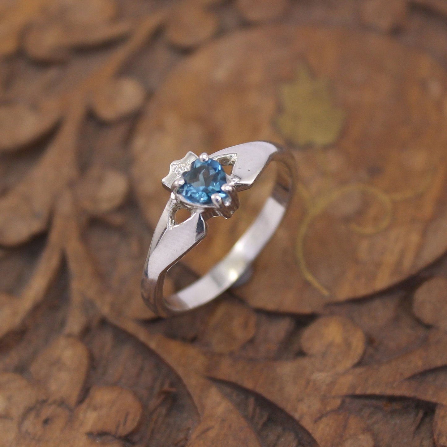 Jewelry - Claddagh Ring, Real Blue Topaz And Diamond Contemporary Claddagh Ring