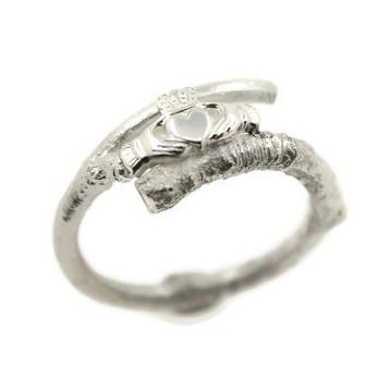 Jewelry - Contemporary Claddagh Ring With Natural Branch Band.