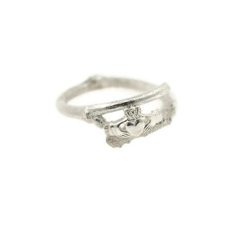 Jewelry - Contemporary Claddagh Ring With Natural Branch Band.
