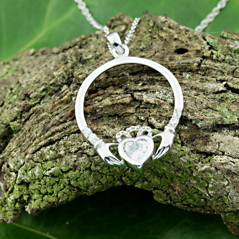 Jewelry - Irish Claddagh Necklace, Silver Irish Celtic Necklace