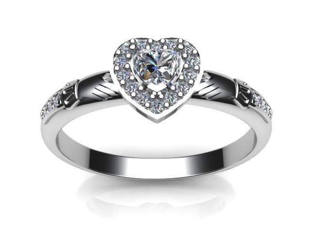 Jewelry - Ladies Claddagh Ring. Cubic Zirconia Gemstone Claddagh Ring, Contemporary Irish Celtic Claddagh Ring.