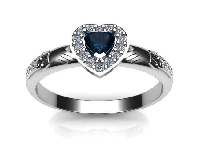 Jewelry - Ladies Real London Blue Topaz Gemstone Claddagh Ring, Contemporary Irish Celtic Claddagh Ring.