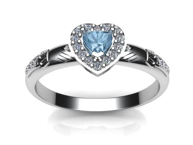 Jewelry - Ladies Real Sky Blue Topaz Gemstone Claddagh Ring, Contemporary Irish Celtic Claddagh Ring.